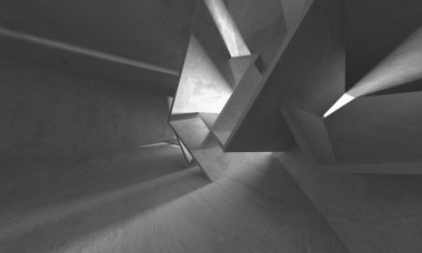 Dark Beton Duvar Mimarisi. Boş Oda. 3d Görüntüleme