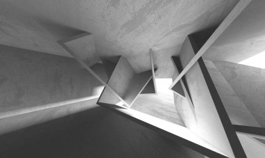 Dark Beton Duvar Mimarisi. Boş Oda. 3d Görüntüleme