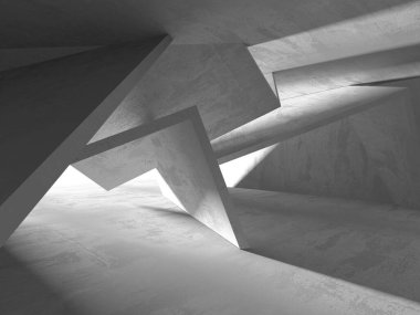Dark Beton Duvar Mimarisi. Boş Oda. 3d Görüntüleme