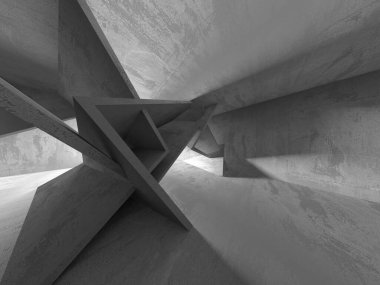 Dark Beton Duvar Mimarisi. Boş Oda. 3d Görüntüleme