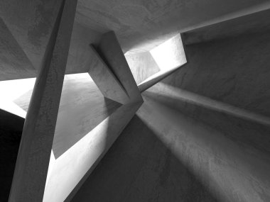 Dark Beton Duvar Mimarisi. Boş Oda. 3d Görüntüleme