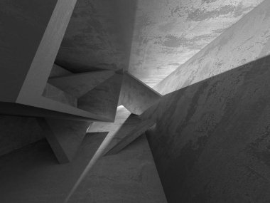 Dark Beton Duvar Mimarisi. Boş Oda. 3d Görüntüleme