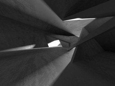 Dark Beton Duvar Mimarisi. Boş Oda. 3d Görüntüleme