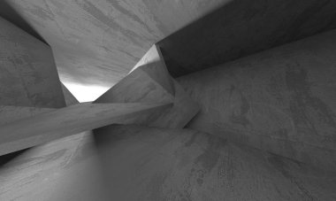 Dark Beton Duvar Mimarisi. Boş Oda. 3d Görüntüleme