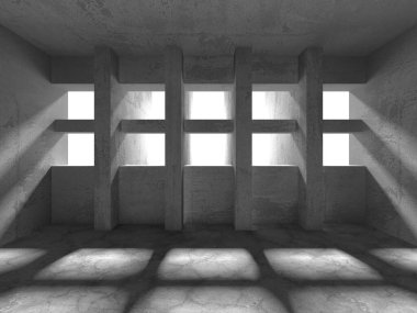 Dark Beton Duvar Mimarisi. Boş Oda. 3d Görüntüleme