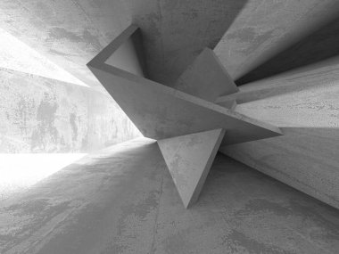 Dark Beton Duvar Mimarisi. Boş Oda. 3d Görüntüleme