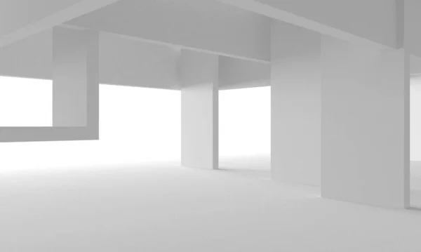 Illuminated corridor interior design. Empty Room Interior Background. 3D render