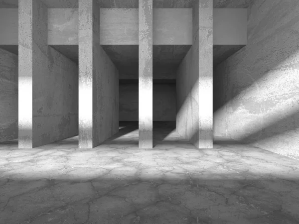 Dark Beton Duvar Mimarisi. Boş Oda. 3d Görüntüleme