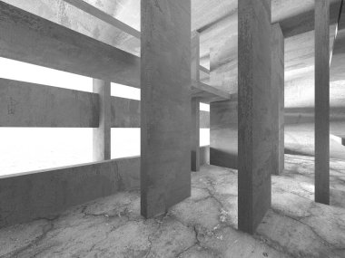 Dark Beton Duvar Mimarisi. Boş Oda. 3d Görüntüleme