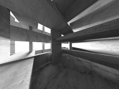 Soyut mimari arka plan. İçi boş beton döşeme. 3d hazırlayıcı