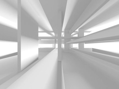 Beyaz Modern Arkaplan. Soyut Bina Konsepti. 3d Hazırlama