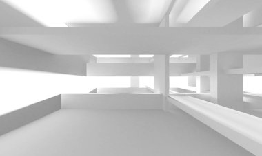 Aydınlatılmış koridor iç tasarımı. Boş Oda İç mimarisi. 3 Boyutlu Hazırlama