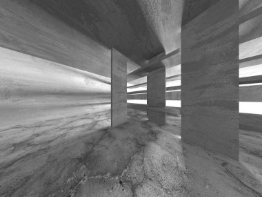Soyut mimari arka plan. İçi boş beton döşeme. 3d hazırlayıcı