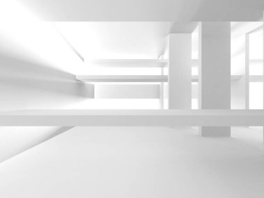 Aydınlatılmış koridor iç tasarımı. Boş Oda İç mimarisi. 3 Boyutlu Hazırlama