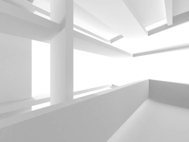 Beyaz Modern Arkaplan. Soyut Bina Konsepti. 3d Hazırlama