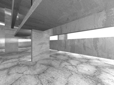 Soyut mimari iç plan. Boş beton oda. 3d hazırlayıcı