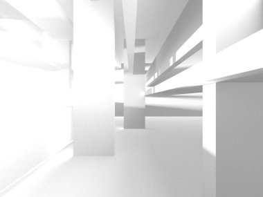 Beyaz Modern Arkaplan. Soyut Bina Konsepti. 3d Hazırlama