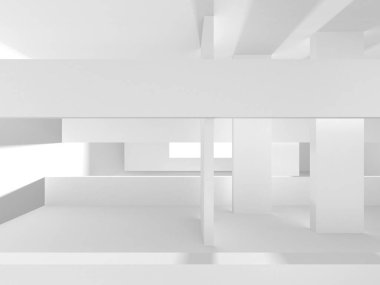 Beyaz Modern Arkaplan. Soyut Bina Konsepti. 3d Hazırlama