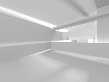 Aydınlatılmış koridor iç tasarımı. Boş Oda İç mimarisi. 3 Boyutlu Hazırlama