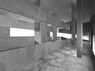 Soyut mimari iç plan. Boş beton oda. 3d hazırlayıcı