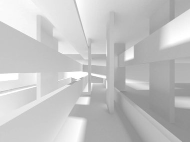 Beyaz Modern Arkaplan. Soyut Bina Konsepti. 3d Hazırlama