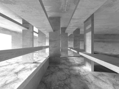 Soyut mimari iç plan. Boş beton oda. 3d hazırlayıcı