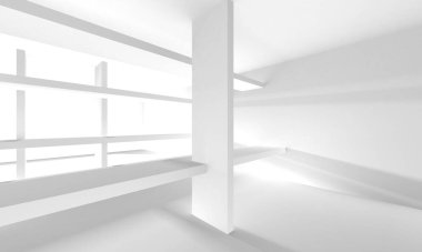 Beyaz Modern Arkaplan. Soyut Bina Konsepti. 3d Hazırlama