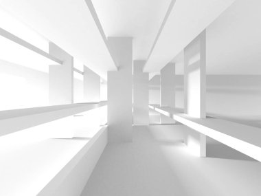 Beyaz Modern Arkaplan. Soyut Bina Konsepti. 3d Hazırlama