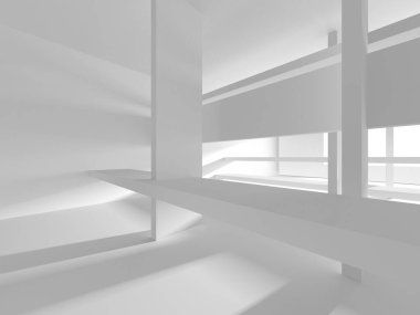 Beyaz Modern Arkaplan. Soyut Bina Konsepti. 3d Hazırlama