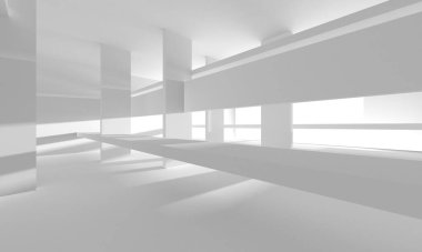 Aydınlatılmış koridor iç tasarımı. Boş Oda İç mimarisi. 3 Boyutlu Hazırlama