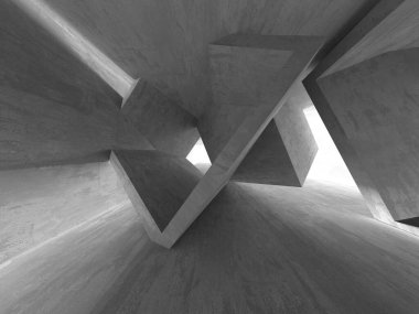 Soyut mimari iç plan. Boş beton oda. 3d hazırlayıcı