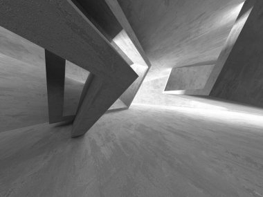 Soyut mimari iç plan. Boş beton oda. 3d hazırlayıcı