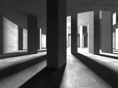 Soyut mimari iç plan. Boş beton oda. 3d hazırlayıcı