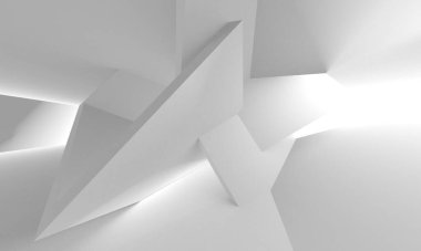 Soyut Beyaz Mimari Tasarım Konsepti. 3d Görüntüleme