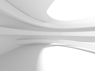 Soyut Beyaz Mimari Tasarım Konsepti. 3d Görüntüleme