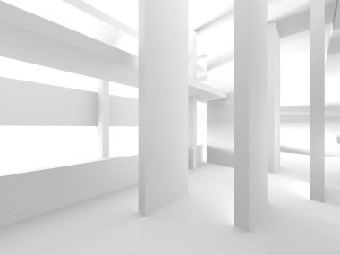 Soyut Beyaz Mimari Tasarım Konsepti. 3d Görüntüleme