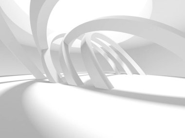 Soyut Beyaz Mimari Tasarım Konsepti. 3d Görüntüleme