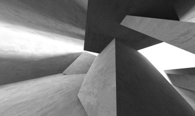 Dark Beton Duvar Mimarisi. Boş Oda. 3d Görüntüleme
