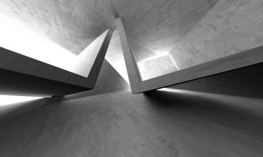 Dark Beton Duvar Mimarisi. Boş Oda. 3d Görüntüleme