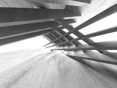 Dark Beton Duvar Mimarisi. Boş Oda. 3d Görüntüleme