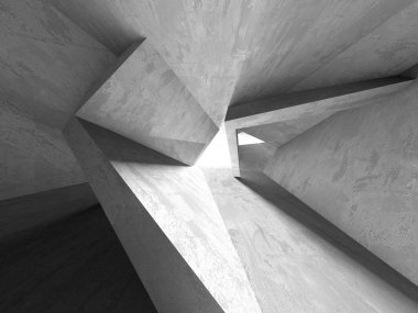 Dark Beton Duvar Mimarisi. Boş Oda. 3d Görüntüleme