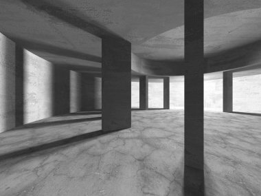 Dark Beton Duvar Mimarisi. Boş Oda. 3d Görüntüleme