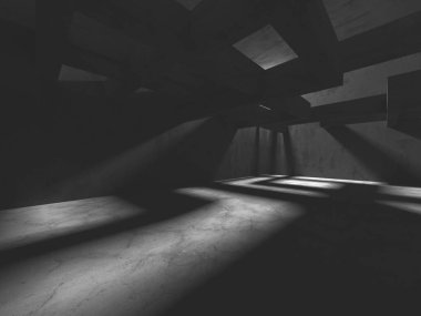 Dark Beton Duvar Mimarisi. Boş Oda. 3d Görüntüleme