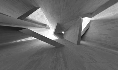 Dark Beton Duvar Mimarisi. Boş Oda. 3d Görüntüleme