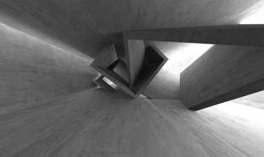 Dark Beton Duvar Mimarisi. Boş Oda. 3d Görüntüleme