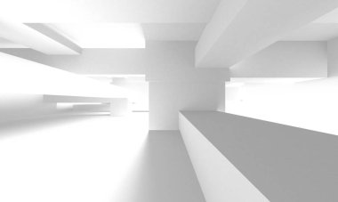 Beyaz Modern Arkaplan. Soyut Bina Konsepti. 3d Hazırlama