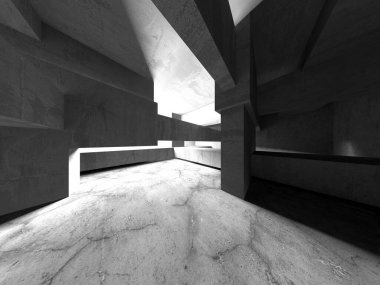 Soyut mimari arka plan. İçi boş beton döşeme. 3d hazırlayıcı