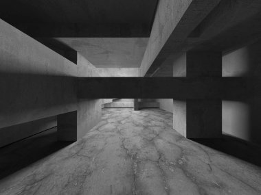 Soyut mimari iç plan. Boş beton oda. 3d hazırlayıcı