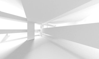 Beyaz Modern Arkaplan. Soyut Bina Konsepti. 3d Hazırlama