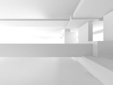 Beyaz Modern Arkaplan. Soyut Bina Konsepti. 3d Hazırlama